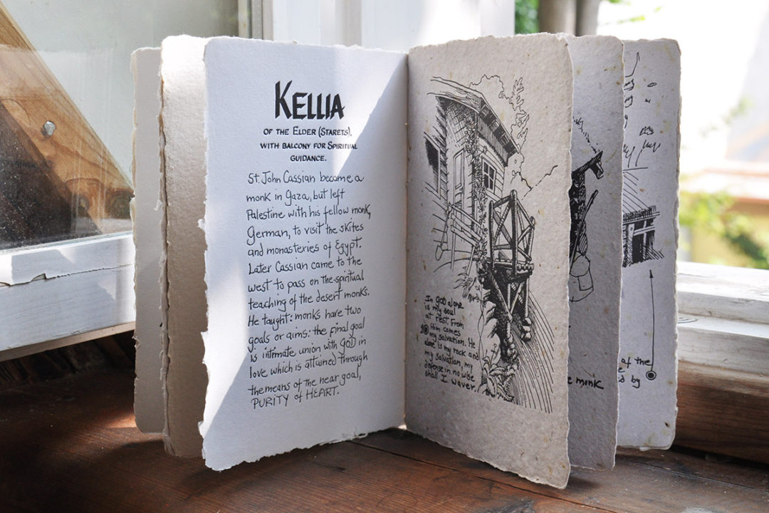 handmade letterpress printed book about skite monastery in norway