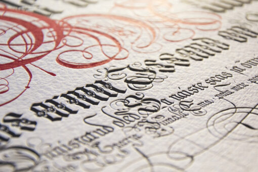 letterpress printed calligraphy hail mary in estonian