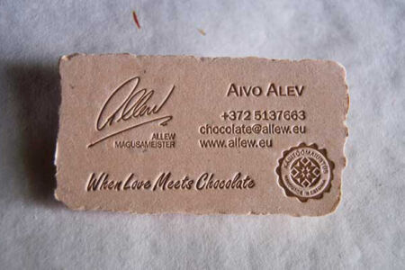 letterpress business card on handmade paper