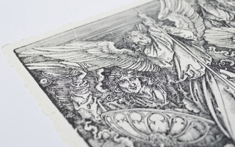 letterpress print Saint Michael Fighting the Dragon, from The Apocalypse, Dürer